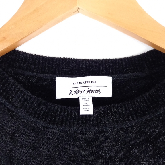& other stories black chenile long sleeve top - Picture 2 of 5